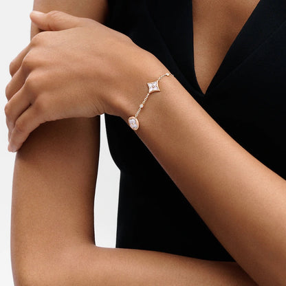 [Lumi Jewellery]STAR AND SUN 4 MOTIF WHITE MOP PINK GOLD BRACELET