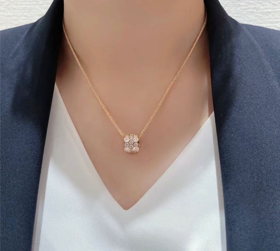 [Lumi Jewellery]BEE LOVE DIAMOND PAVED 3 ROW NECKLACE