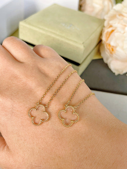 [Lumi Jewellery]CLOVER ROCK CRYSTAL ROSE GOLD NECKLACE