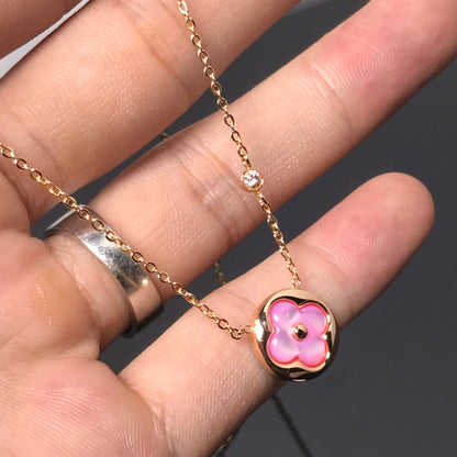 [Lumi Jewellery]COLOR BLOSSOM PINK MOP SUN GOLD NECKLACE
