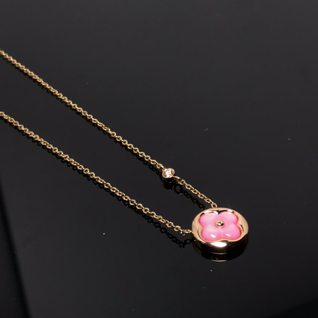 [Lumi Jewellery]COLOR BLOSSOM PINK MOP SUN GOLD NECKLACE