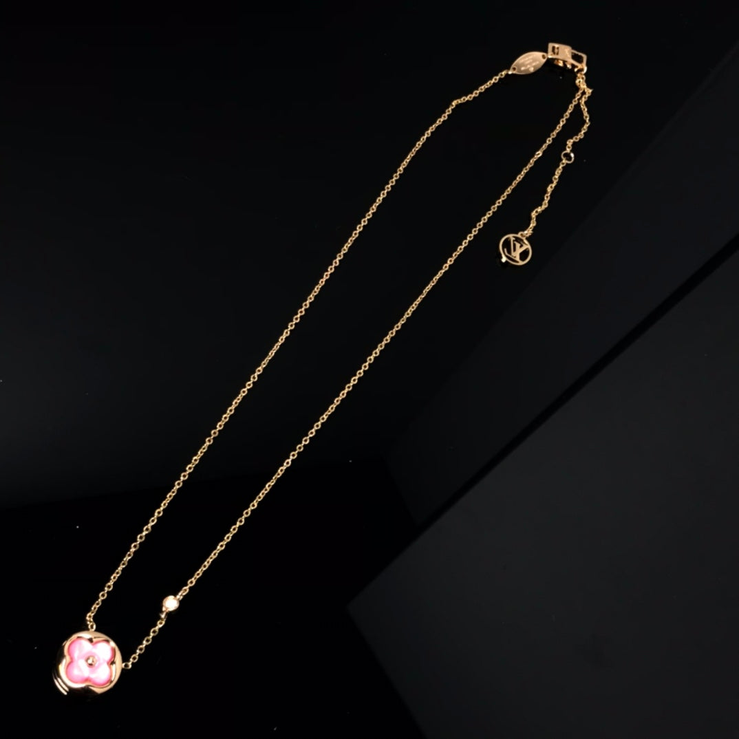 [Lumi Jewellery]COLOR BLOSSOM PINK MOP SUN GOLD NECKLACE