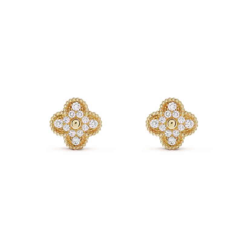 [Lumi Jewellery]CLOVER MEDIUM 1 MOTIFS FUll DIAMOND EARRINGS