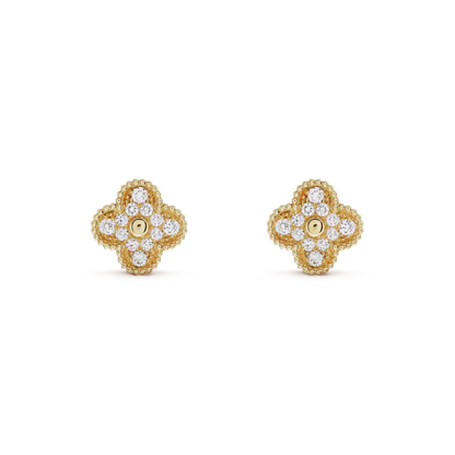 [Lumi Jewellery]CLOVER MEDIUM 1 MOTIFS FUll DIAMOND EARRINGS