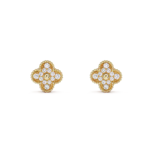 [Lumi Jewellery]CLOVER MEDIUM 1 MOTIFS FUll DIAMOND EARRINGS