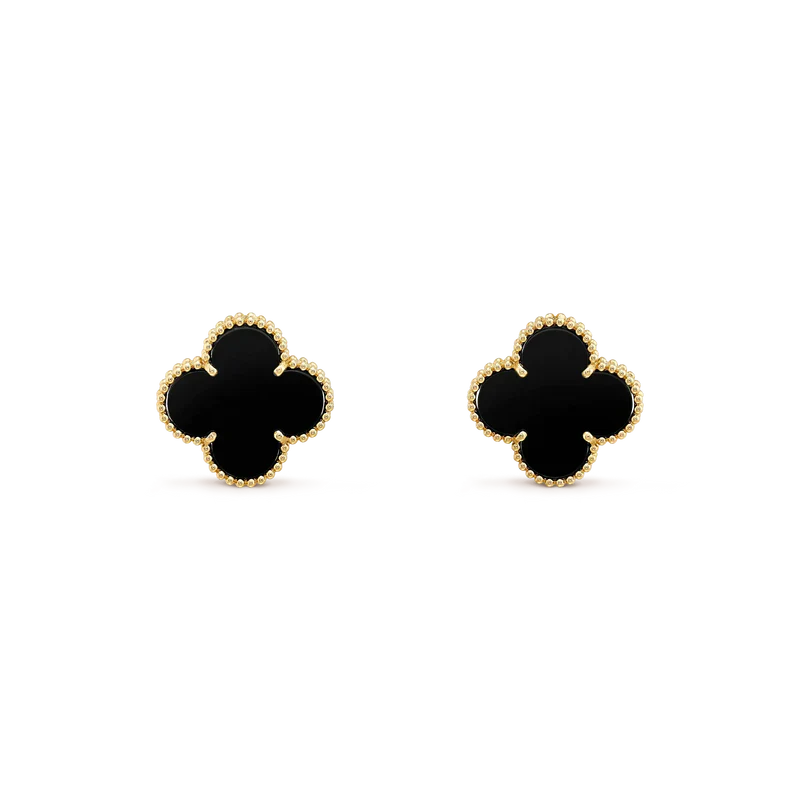 [Lumi Jewellery]CLOVER MEDIUM 1 MOTIFS  ONYX STUD EARRINGS