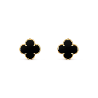 [Lumi Jewellery]CLOVER MEDIUM 1 MOTIFS  ONYX STUD EARRINGS
