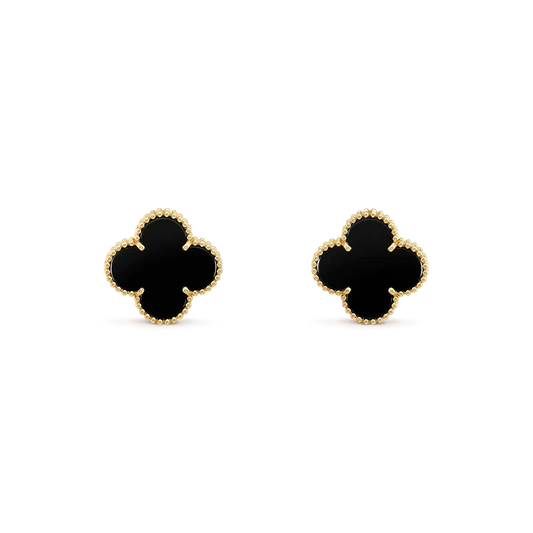 [Lumi Jewellery]CLOVER MEDIUM 1 MOTIFS  ONYX STUD EARRINGS