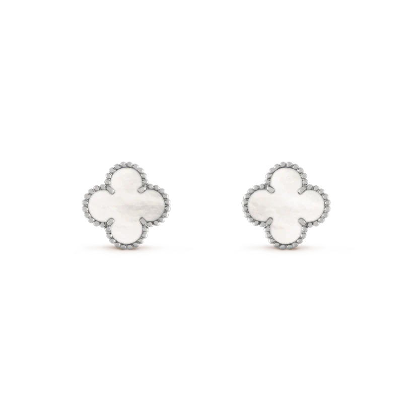 [Lumi Jewellery]CLOVER MEDIUM 1 MOTIFS  WHITE MOP EARRINGS SILVER