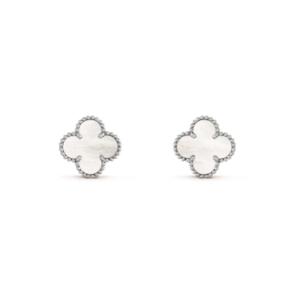 [Lumi Jewellery]CLOVER MEDIUM 1 MOTIFS  WHITE MOP EARRINGS SILVER