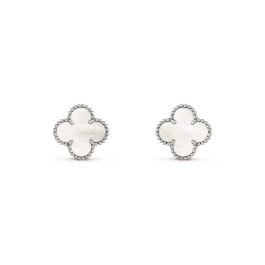 [Lumi Jewellery]CLOVER MEDIUM 1 MOTIFS  WHITE MOP EARRINGS SILVER
