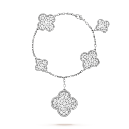 [Lumi Jewellery]CLOVER 6 MOTIFS SILVER DIAMOND BRACELET