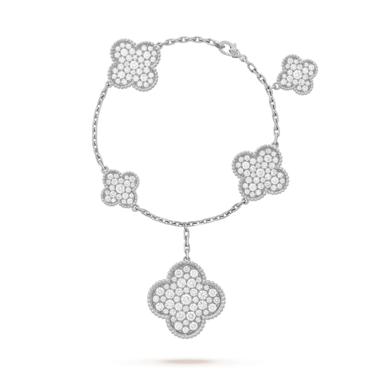 [Lumi Jewellery]CLOVER 6 MOTIFS SILVER DIAMOND BRACELET