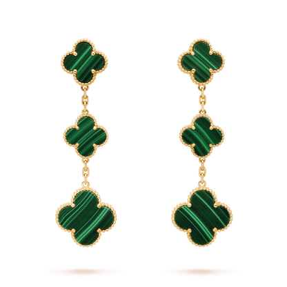 [Lumi Jewellery]CLOVER MALACHITE 3 MOTIFS GOLD