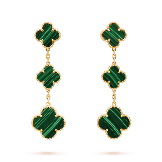 [Lumi Jewellery]CLOVER MALACHITE 3 MOTIFS GOLD