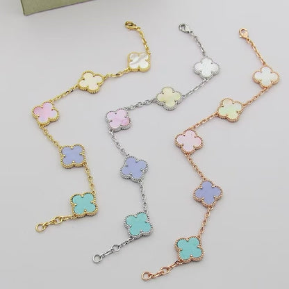 [Lumi Jewellery]Four‑Leaf Clover Summer Colorful Dopamine Bracelet