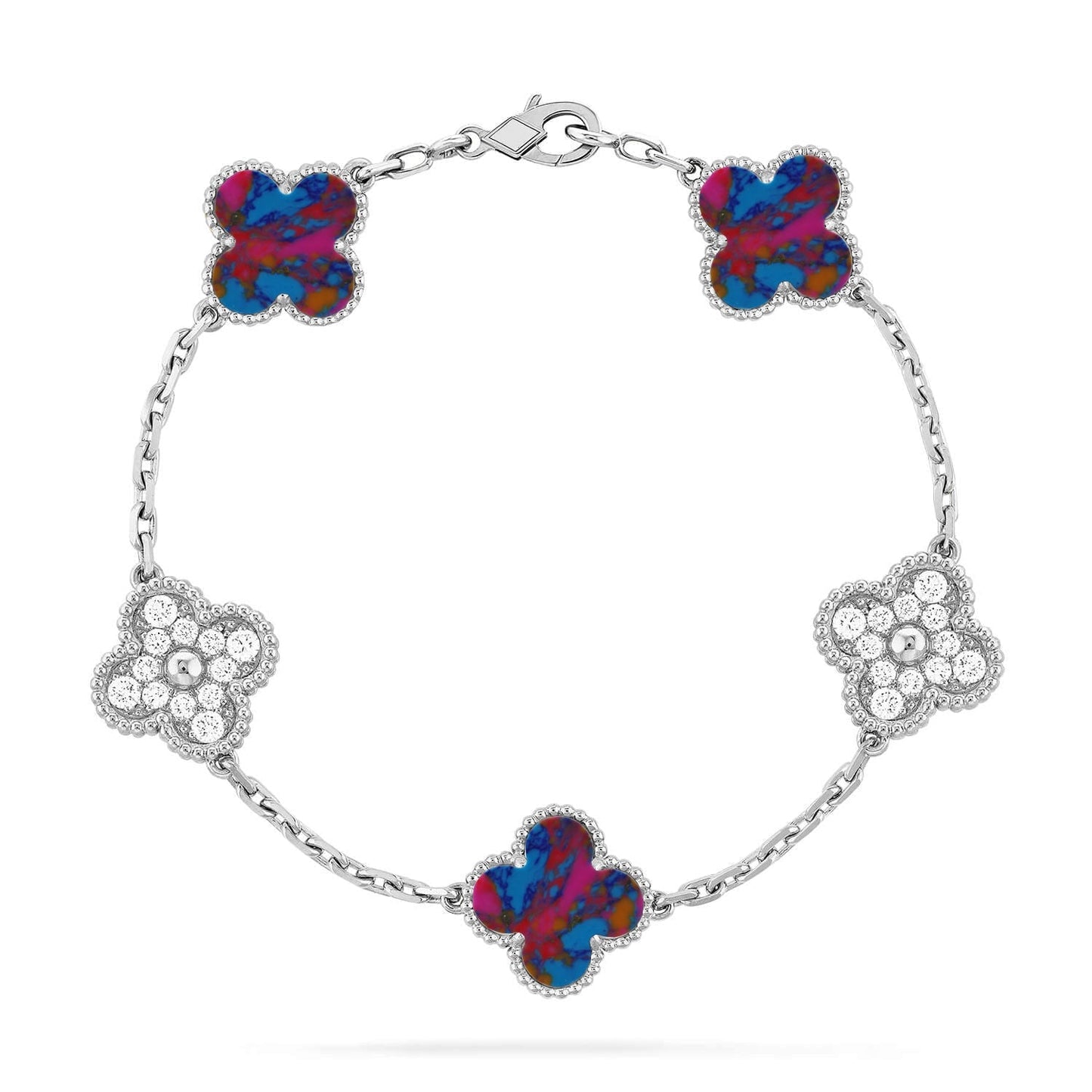 [Lumi Jewellery]CLOVER 5 MOTIF COLOR GEMSTONES BRACELET COLLECTION