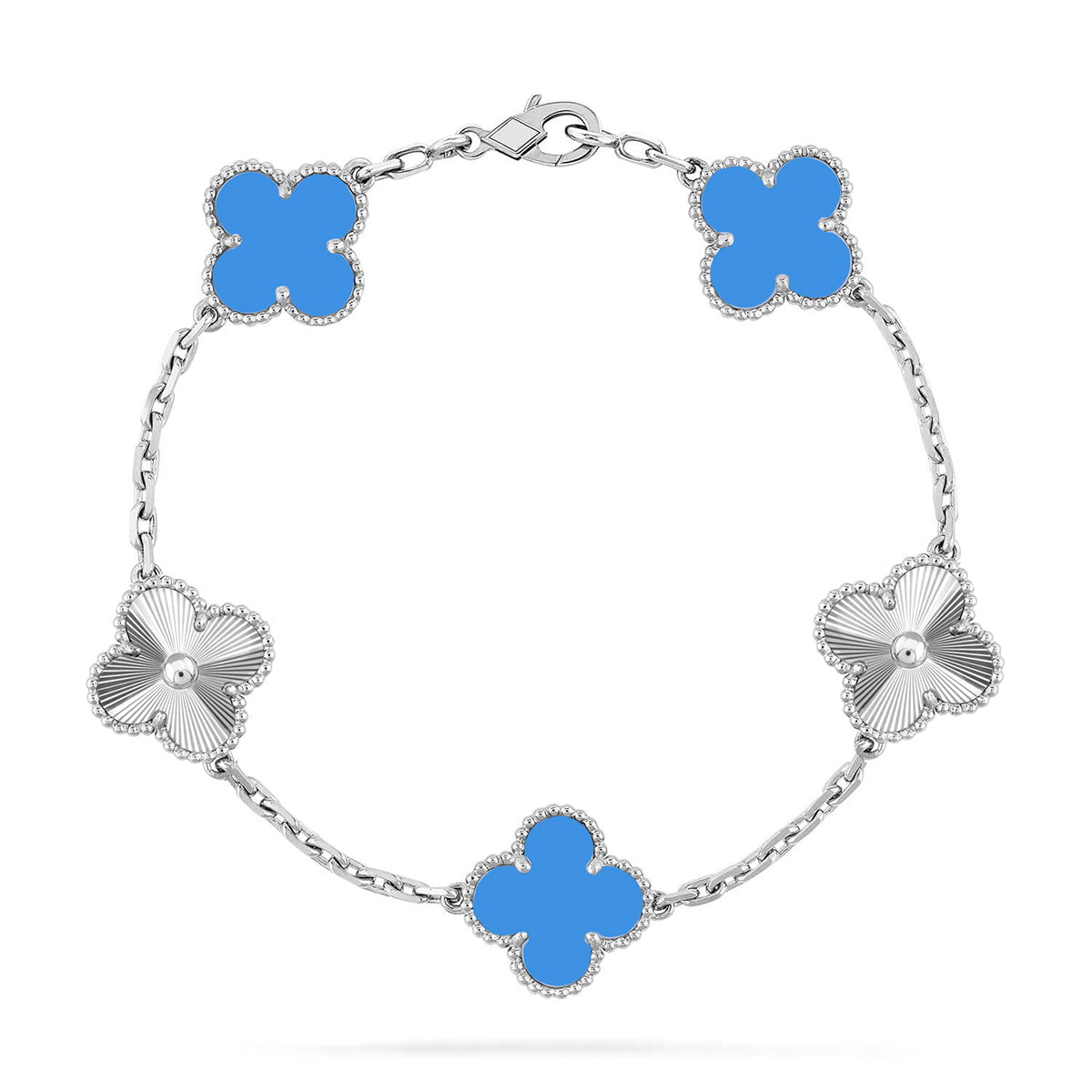 [Lumi Jewellery] CLOVER 5 MOTIF BLUE AGATE BRACELET COLLECTION