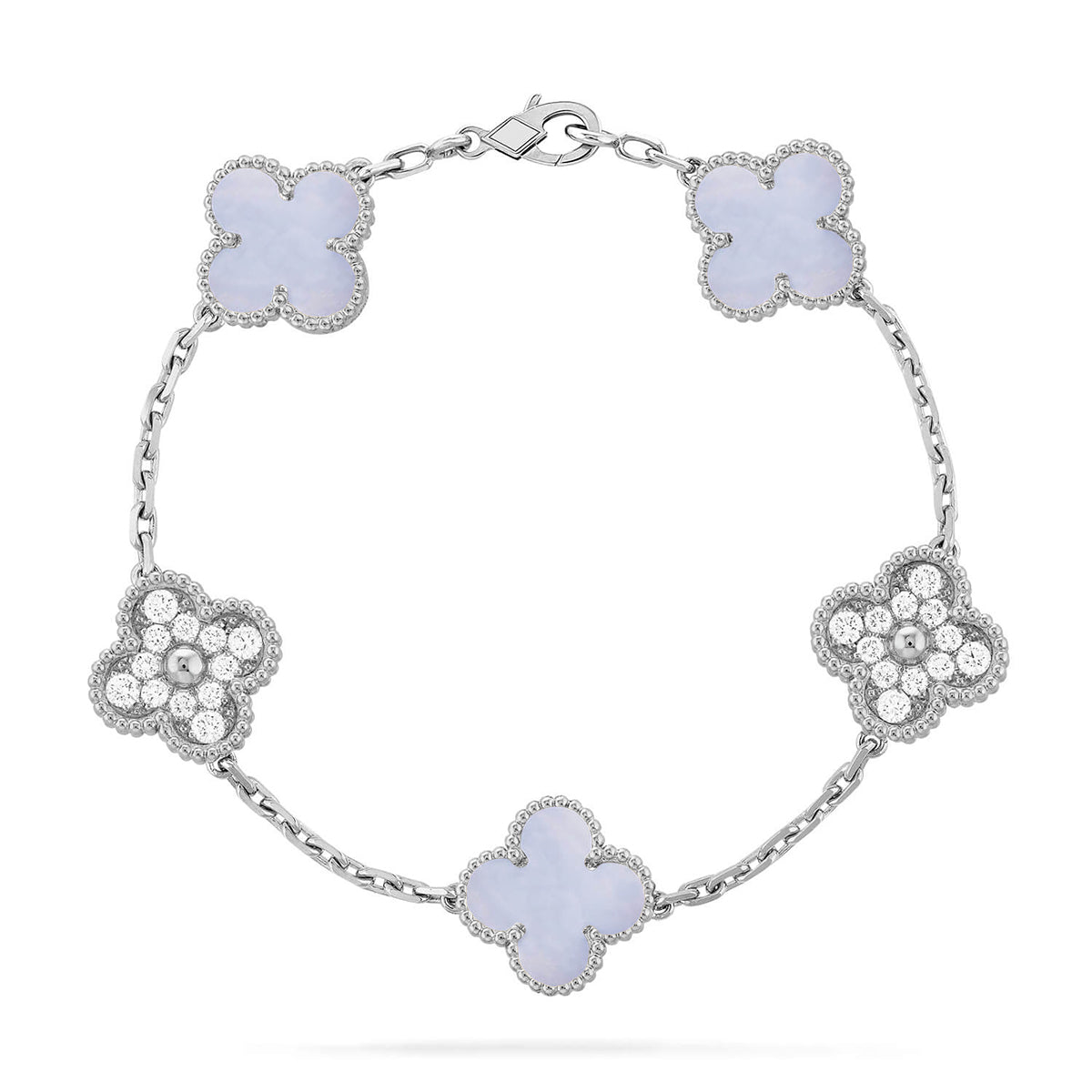 [Lumi Jewellery] CLOVER 5 MOTIF PURPLE CHALCEDONY BRACELET COLLECTION