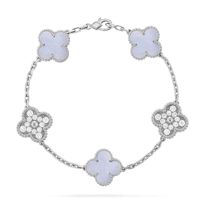 [Lumi Jewellery] CLOVER 5 MOTIF PURPLE CHALCEDONY BRACELET COLLECTION