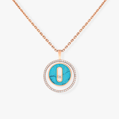 [Lumi]LUCKY MOVE 1 DIAMOND TURQUOISE PINK GOLD DIAMOND NECKLACE