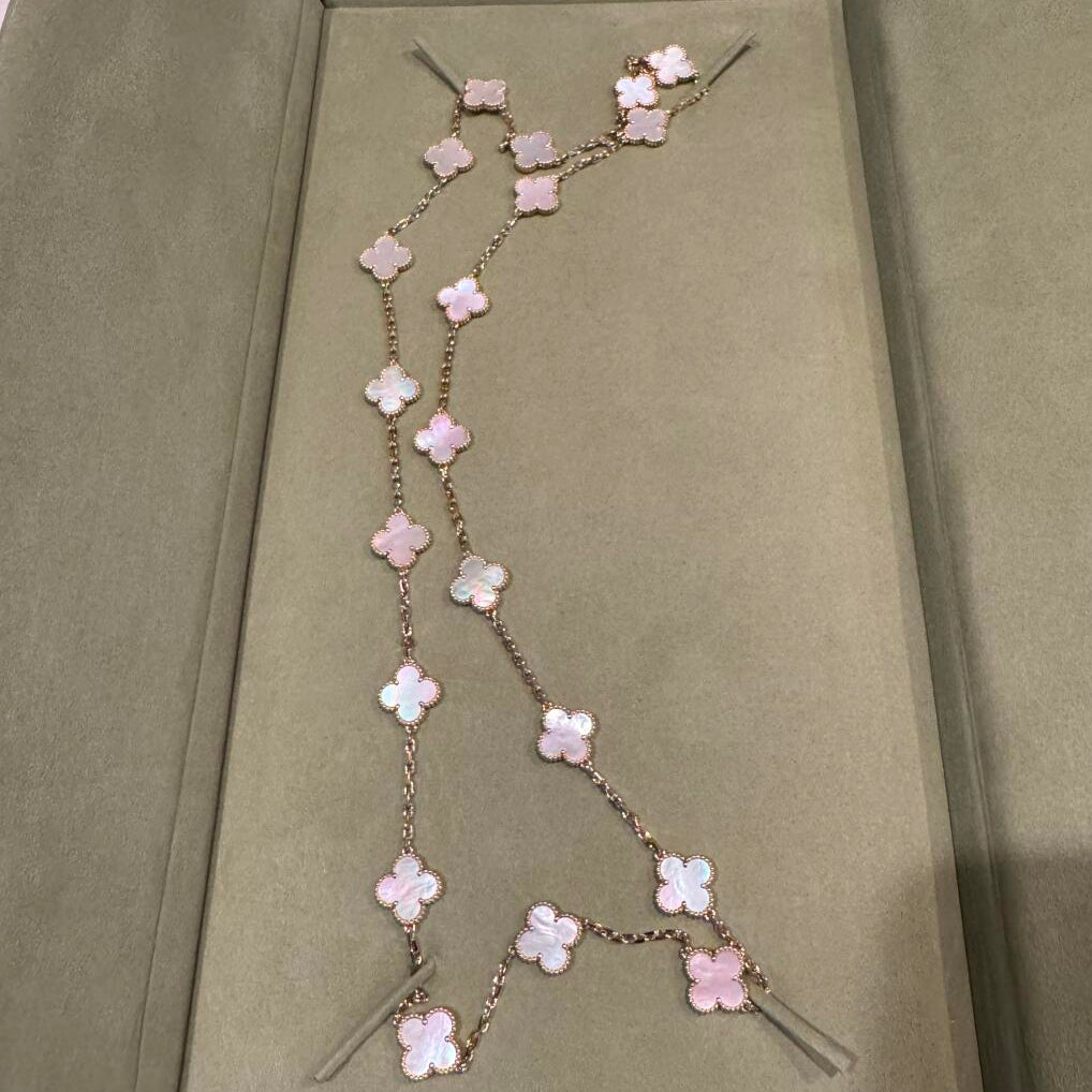 [Lumi Jewellery]CLOVER 20 MOTIFS PINK MOP NECKLACE