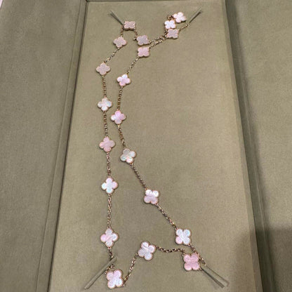 [Lumi Jewellery]CLOVER 20 MOTIFS PINK MOP NECKLACE