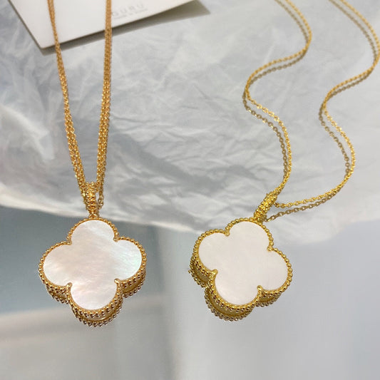 [Lumi Jewellery]CLOVER 25MM MOP LARGE PENDANT NECKLACE