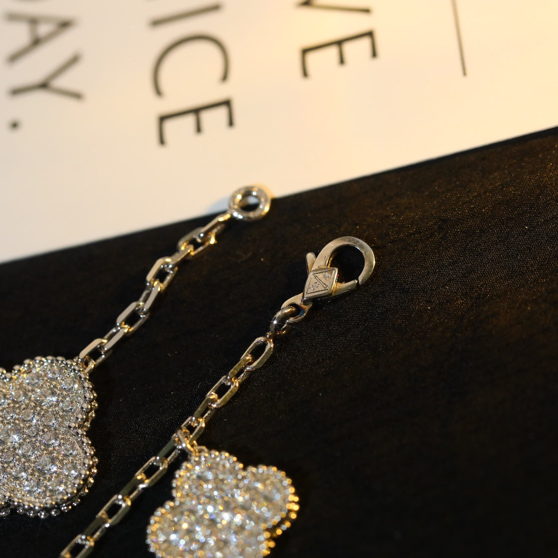 [Lumi Jewellery]CLOVER BRACELET 5 MOTIF SILVER DIAMOND PAVED