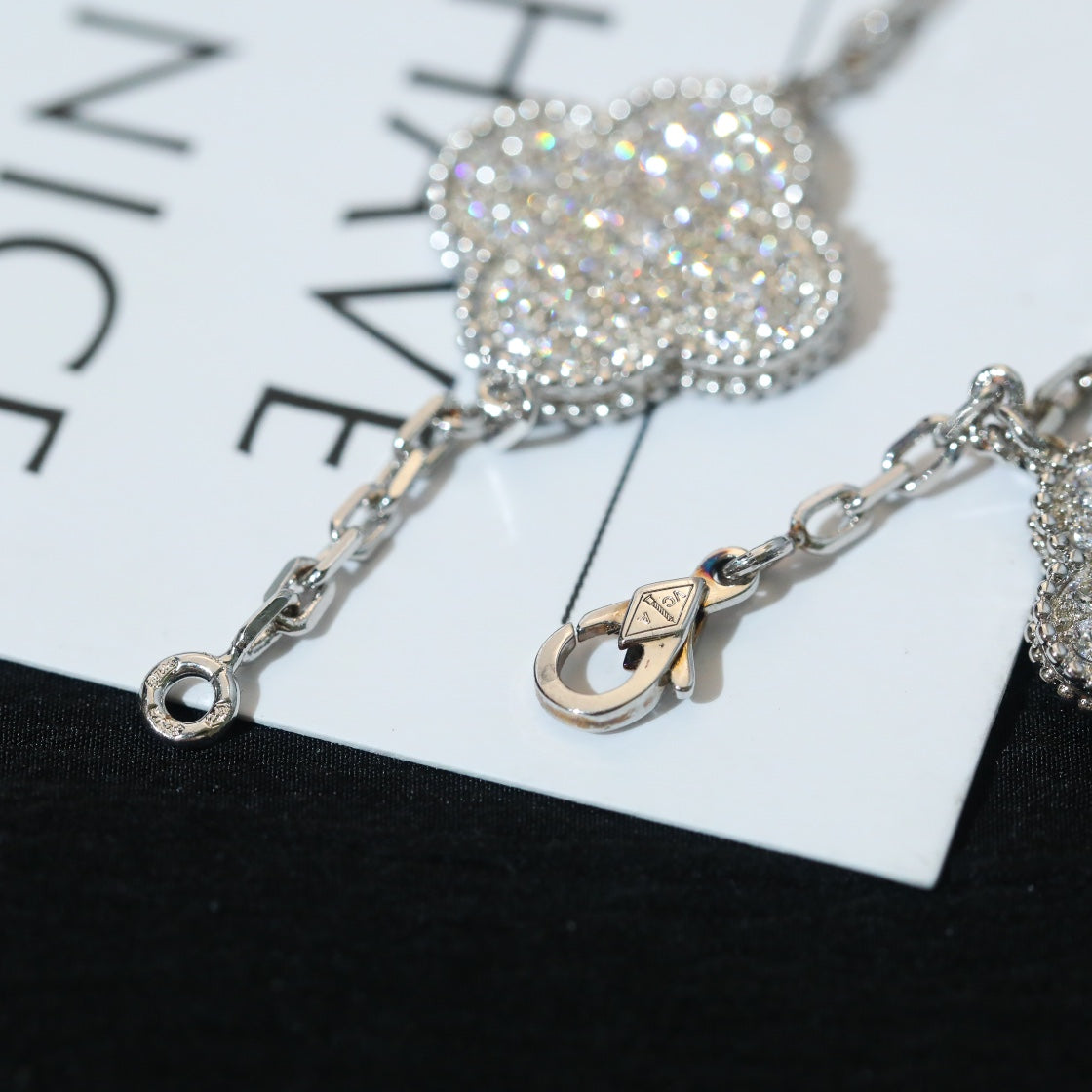 [Lumi Jewellery]CLOVER BRACELET 5 MOTIF SILVER DIAMOND PAVED
