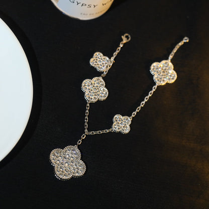 [Lumi Jewellery]CLOVER BRACELET 5 MOTIF SILVER DIAMOND PAVED