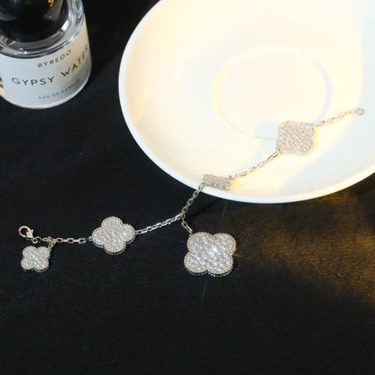 [Lumi Jewellery]CLOVER BRACELET 5 MOTIF SILVER DIAMOND PAVED