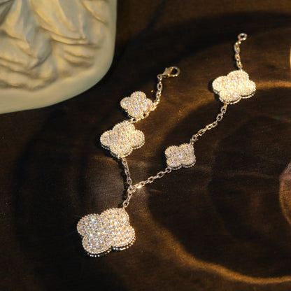 [Lumi Jewellery]CLOVER BRACELET 5 MOTIF SILVER DIAMOND PAVED