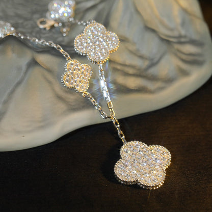 [Lumi Jewellery]CLOVER BRACELET 5 MOTIF SILVER DIAMOND PAVED