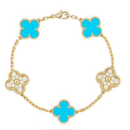 [Lumi Jewellery] CLOVER 5 MOTIF TURQUOISE BRACELET COLLECTION
