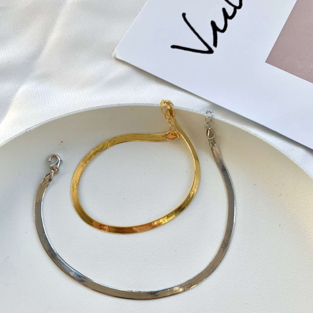 [Lumi Jewellery]Flat Snake Bone Chain Blade Necklace