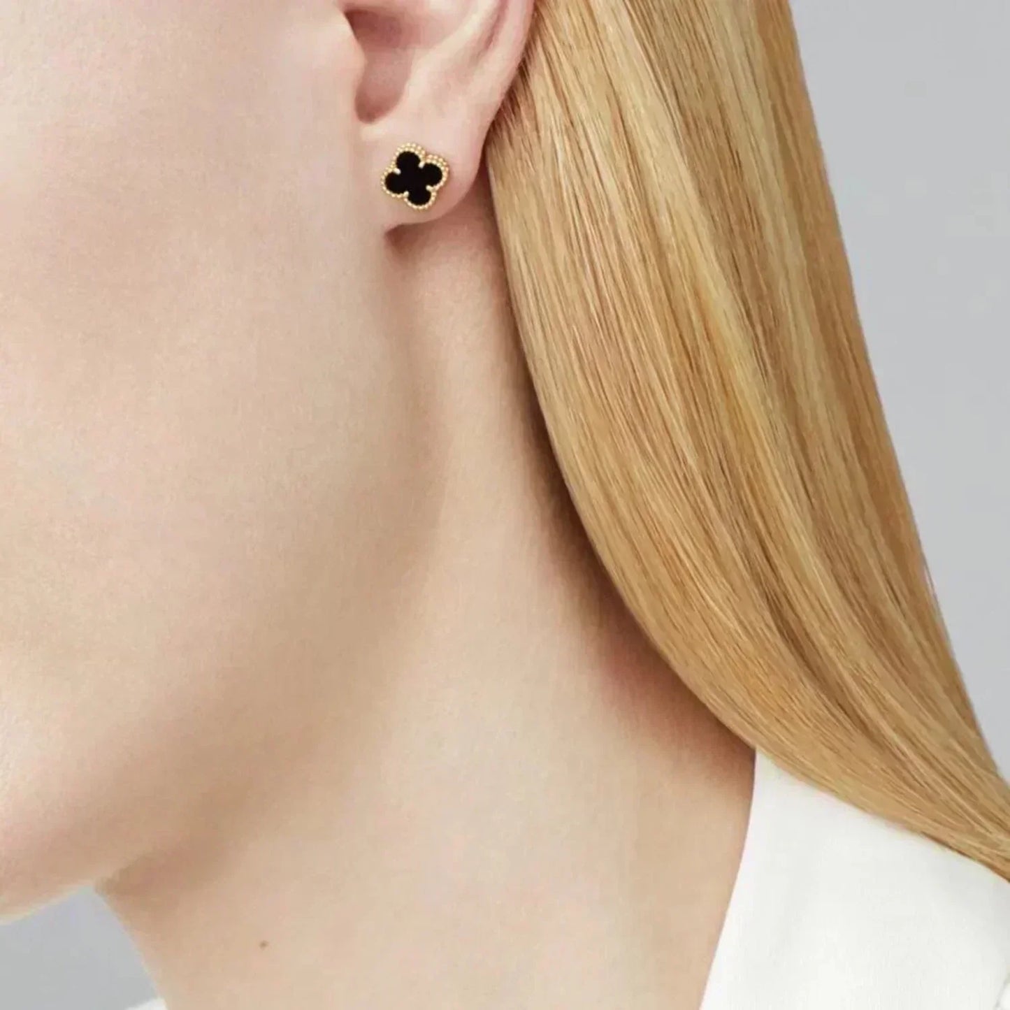 [Lumi Jewellery]CLOVER MINI 9.5MM BLACK MOP EARRINGS