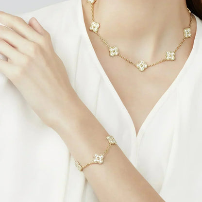 [Lumi Jewellery] CLOVER 5 MOTIF FULL DIAMOND BRACELET COLLECTION