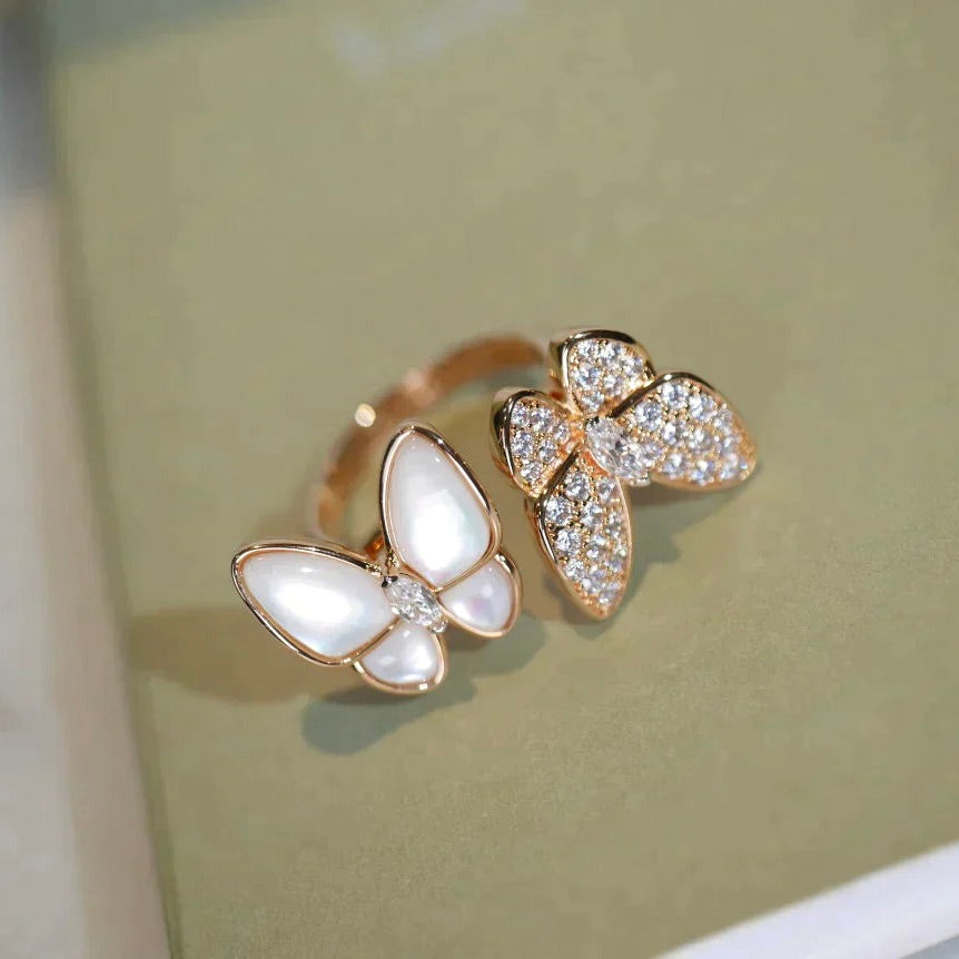 [Lumi Jewellery]TWIN BUTTERFLY DIAMOND MOP RING