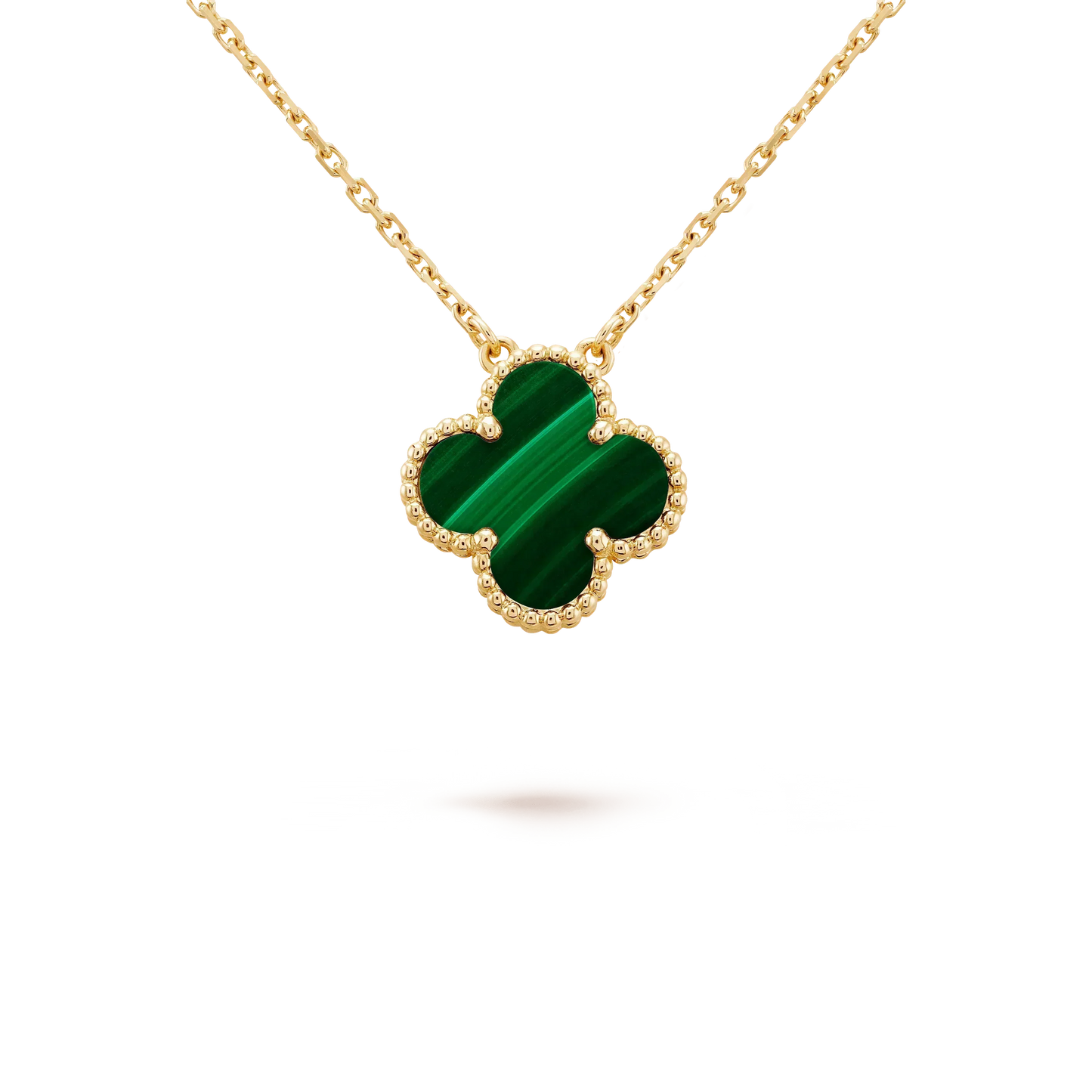 [Lumi Jewellery]CLOVER 15MM MALACHITE SINGLE FLOWER  NECKLACE