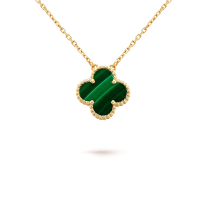 [Lumi Jewellery]CLOVER 15MM MALACHITE SINGLE FLOWER  NECKLACE