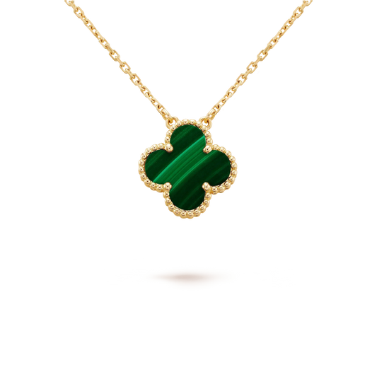 [Lumi Jewellery]CLOVER 15MM MALACHITE SINGLE FLOWER  NECKLACE