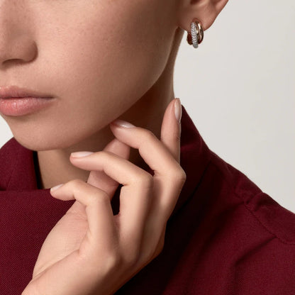 [Lumi Jewelery]TRINITY HALF DIAMOND  CLASSIC EARRINGS