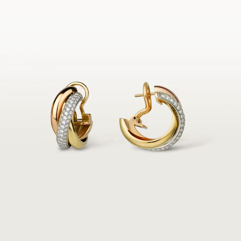 [Lumi Jewelery]TRINITY HALF DIAMOND  CLASSIC EARRINGS
