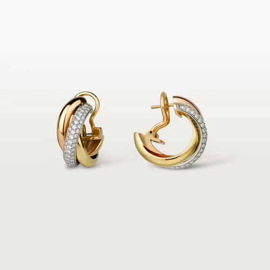 [Lumi Jewelery]TRINITY HALF DIAMOND  CLASSIC EARRINGS