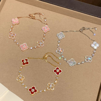 [Lumi Jewellery]CLOVER 5 MOTIF PINK BLUE RED WHITE BRACELET