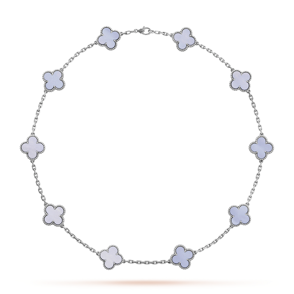 [Lumi Jewellery]CLOVER 10 MOTIFS BLUE CHALCEDONY NECKLACE
