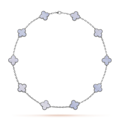 [Lumi Jewellery]CLOVER 10 MOTIFS BLUE CHALCEDONY NECKLACE