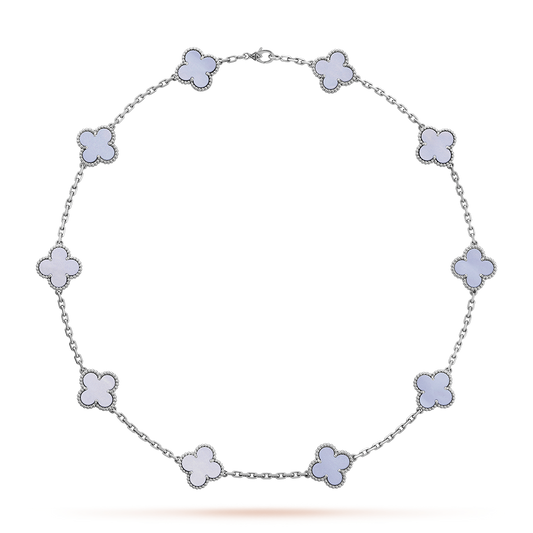 [Lumi Jewellery]CLOVER 10 MOTIFS BLUE CHALCEDONY NECKLACE