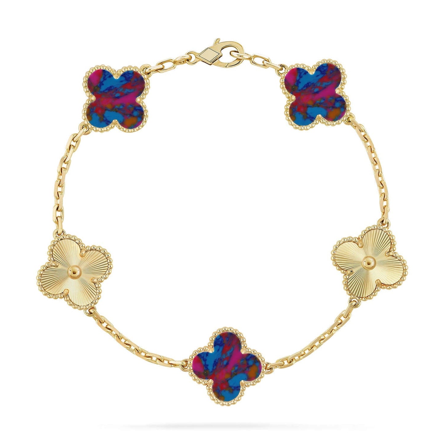 [Lumi Jewellery]CLOVER 5 MOTIF COLOR GEMSTONES BRACELET COLLECTION